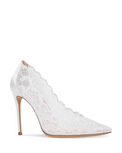 Black Suede Studio Women's Lace Classic Pointed Toe Pumps In White