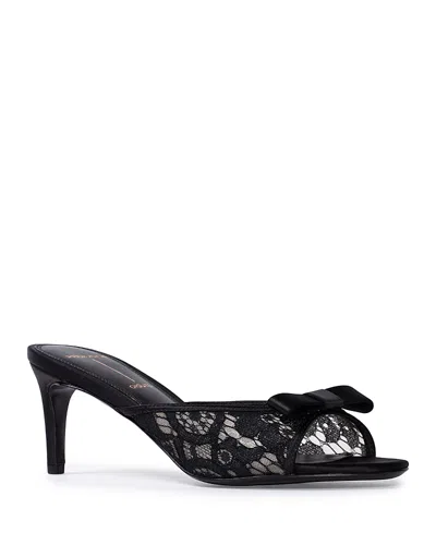 BLACK SUEDE STUDIO WOMEN'S LACE SLIPPER MULE SANDALS