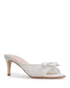 Black Suede Studio Women's Lace Slipper Mule Sandals In White