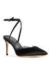 Black Suede Studio Satin Lace Ankle-strap Pumps In Black