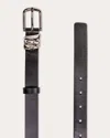 Black Suede Studio Boyfriend Belt In Black Leather/silver Hardware
