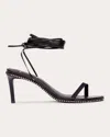Black Suede Studio Lele Ankle Wrap Sandal In Black