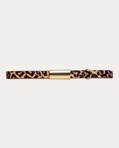 Black Suede Studio Women's City Leopard-print Pony Hair Belt In Leopard/gold