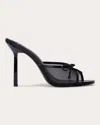 Black Suede Studio Mesh Bow Stiletto Mule Sandals In Black