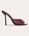 Black Suede Studio Luna Mesh Bow Open-toe Heeled Mules In Brown
