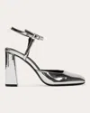 Black Suede Studio Meadow 90 Ankle Strap Pump In Silver