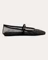 Black Suede Studio Mika Flats Black Mesh With Black Patent In Black Mesh/black Leather