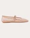 Black Suede Studio Mika Net Mary Jane Ballerina Flats In Nude Mesh/nude Leather
