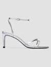 Black Suede Studio Miley Metallic Leather Sandals In Silver