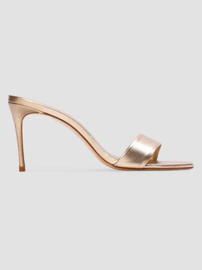 Black Suede Studio Women's Naomi 80mm Metallic Mules In Gold