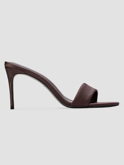 Black Suede Studio Women's Naomi 80mm Satin Mules In Brown