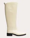 Black Suede Studio Pace Tall Boot In White