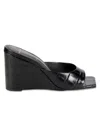 Black Suede Studio Women's Paloma Leather Wedge Heel Sandals In Black