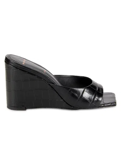 Black Suede Studio Women's Paloma Leather Wedge Heel Sandals In Black