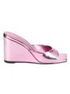 Black Suede Studio Women's Paloma Leather Wedge Heel Sandals In Light Purple