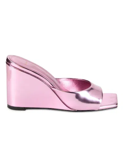 Black Suede Studio Women's Paloma Leather Wedge Heel Sandals In Light Purple