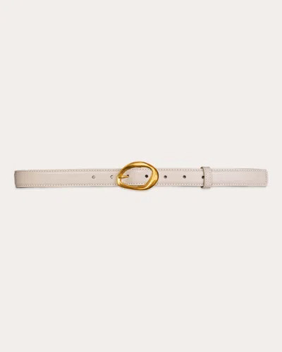 Black Suede Studio Women's Iconic Leather Belt In Peyote Leather/gold Hardware