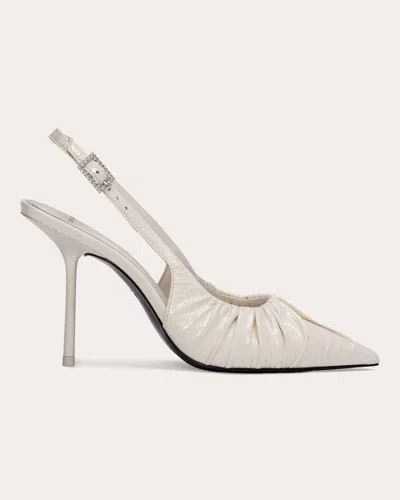 Black Suede Studio Women's Piaz 100 Slingback In White