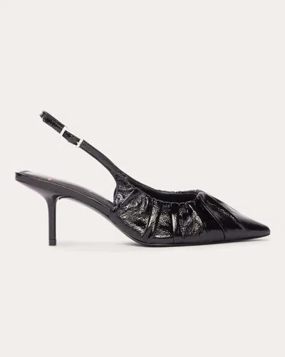 Black Suede Studio Piaz Slingback Pointed Toe Pump In Black Leather