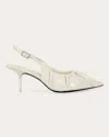 Black Suede Studio Piaz Slingback Pointed Toe Pump In White