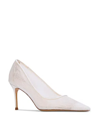 Black Suede Studio Mia 80 Lace Pump In White