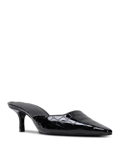 Black Suede Studio Riley 50 Croc Pump In Blue