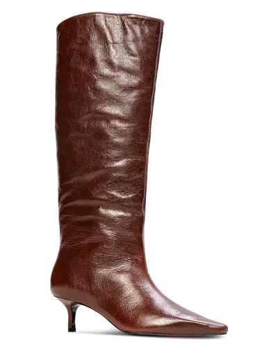 Black Suede Studio Women's Pointed Wide Calf Boots In Brown