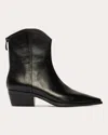 Black Suede Studio Reed Pointed Toe Western Boot In Black