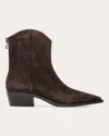 Black Suede Studio Reed Pointed Toe Western Boot In Brown