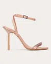 Black Suede Studio Rumi 100 Ankle Strap Sandal In Old Rose Satin/crystal Embellished