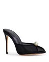 Black Suede Studio Sadie Peep Toe Slide Sandal In Black