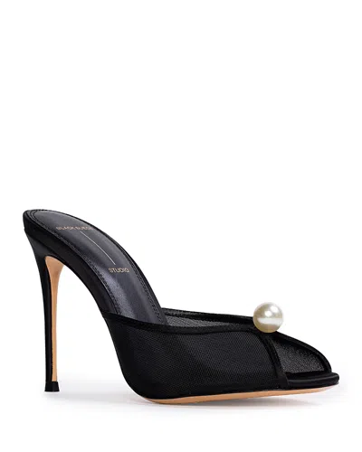 BLACK SUEDE STUDIO WOMEN'S SADIE FAUX PEARL EMBELLISHED MULE SANDALS