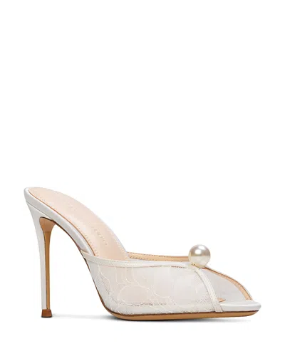 Black Suede Studio Women's Sadie Faux Pearl Embellished Mule Sandals In White