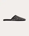 Black Suede Studio Shiloh Slide Mules Black Embellished