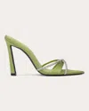 Black Suede Studio Sienna Crystal Crisscross Mule Sandals In Dark Citron
