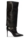Black Suede Studio Simone Leather Knee Boots In Black