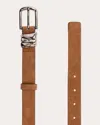 Black Suede Studio Boyfriend Belt In Tobacco Kid Suede/silver Hardware