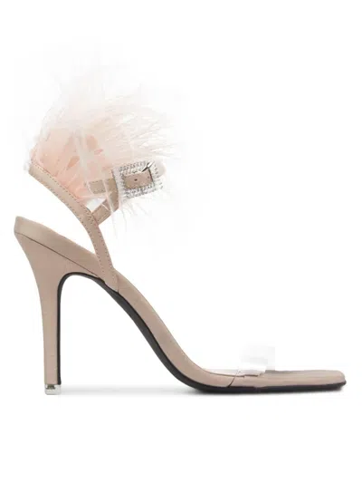 Black Suede Studio Women's Trinity Ostrich Feather Trim Sandals In Blush Leather