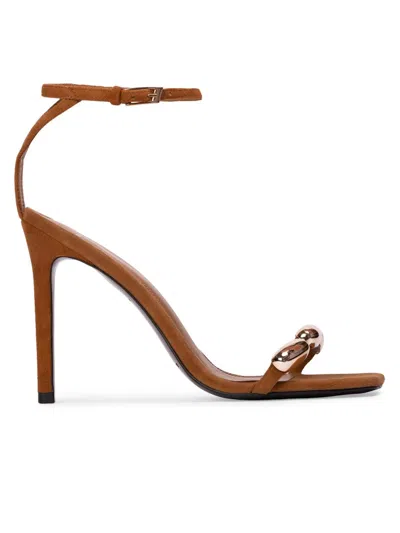 Black Suede Studio Women's Willa 100mm Suede Sandals In Brown