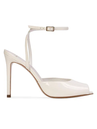 Black Suede Studio Women's Wren 100mm Peep Toe Sandals In White