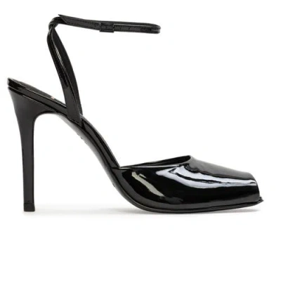 Black Suede Studio Wren 100 Sandal In Black Patent Leather