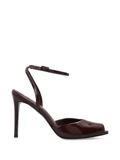 Black Suede Studio Wrne Ankle-strap Peep-toe Heeled Sandals In Red