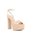 Black Suede Studio Zoe Ankle Strap Platform Sandal In Blush Patent