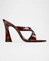 Black Suede Studio Zoey Sandal In Tortoise Patent Leather