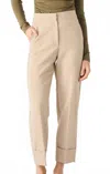 Black Tape Cuffed Straight Leg Pants In Light Taupe In Neutral