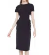 Black Tape Drawstring Cutout Midi Dress In Black In Black