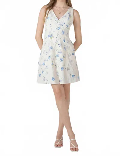 Black Tape Embroidered Mini Dress In Lavender Floral In White
