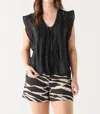 BLACK TAPE LACE INSERT BLOUSE IN BLACK