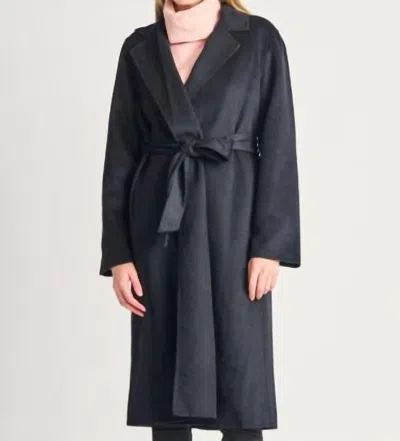 Black Tape Longline Belted Coat In Black
