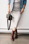 Black Tape Midi Sweater Skirt In Heather Grey In Grey